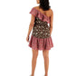Bar III Women's Asymmetrical One Shoulder Ruffled Dress Brown Size Small