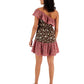 Bar III Women's Asymmetrical One Shoulder Ruffled Dress Brown Size X-Large