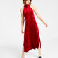 Bar III Women's Velvet Halter Halter Dress Red Size Medium