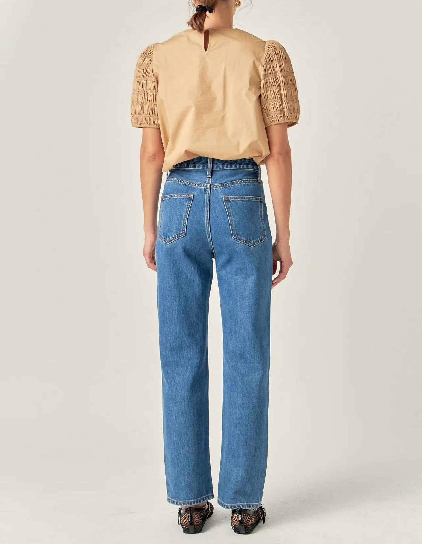 English Factory - FRONT CUT-OUT SMOCKED TOP