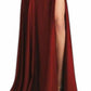 Fiesta Fashion - Satin Open Back High Slit Leg Evening Gown Maxi Dress