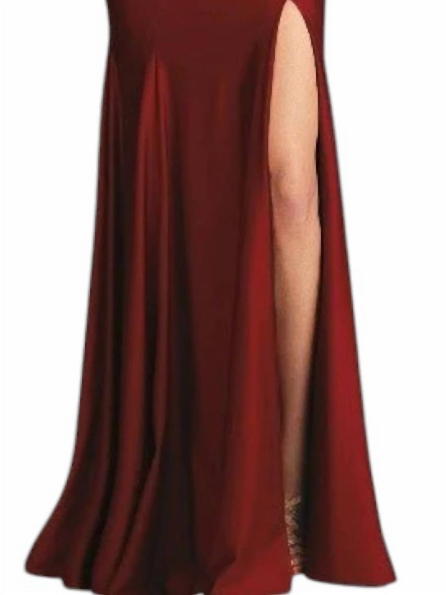 Fiesta Fashion - Satin Open Back High Slit Leg Evening Gown Maxi Dress