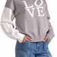 Elan - "love" Color Block Sweater