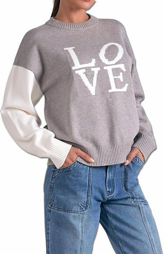 Elan - "love" Color Block Sweater