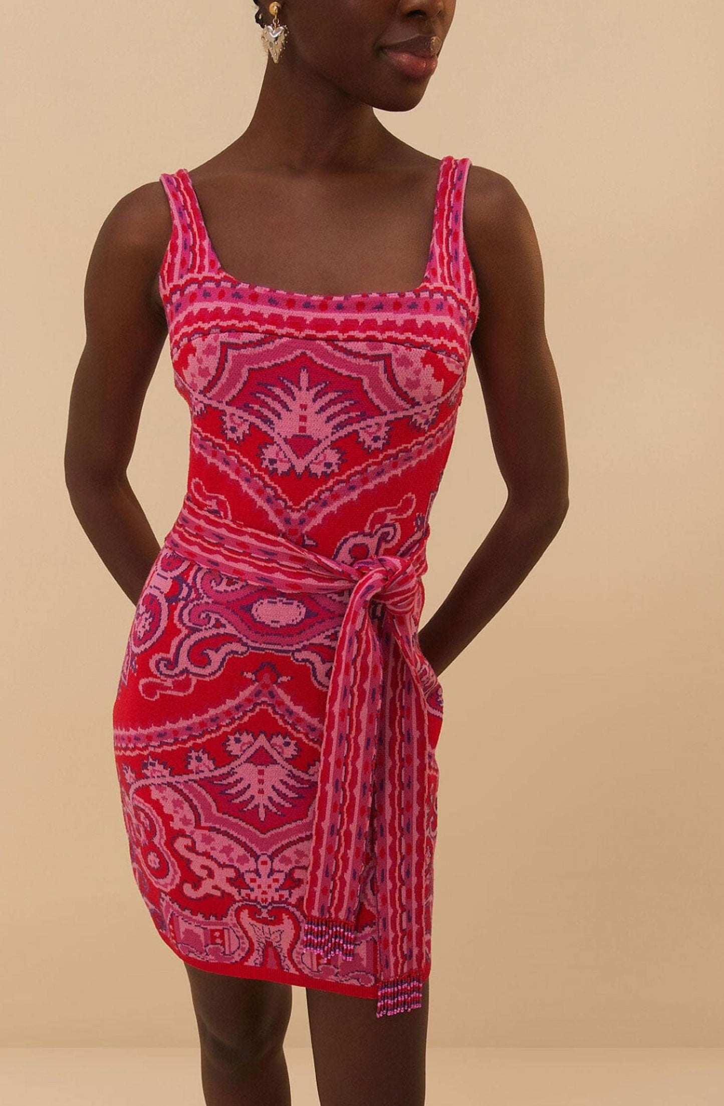 Farm Rio - Paisley Scarf Knit Mini Dress