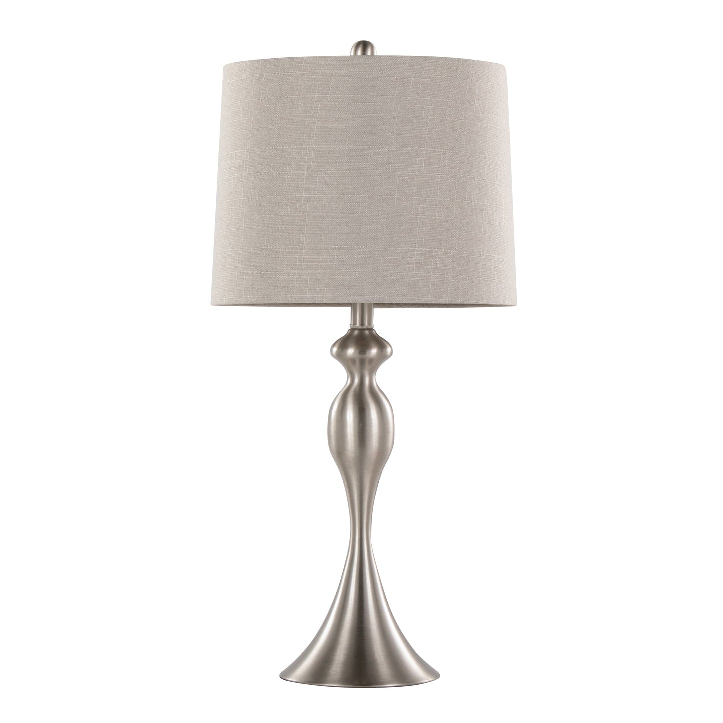 Ashland 27" Contemporary Metal Table Lamp Set in Brushed Nickel