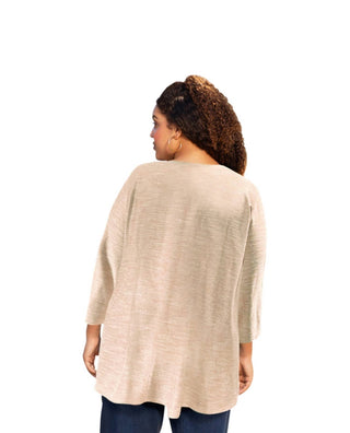 On The Plus Side - Lisse 3/4 Sleeve Side Panel Tunic - Plus