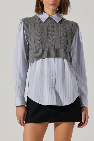 Astr - Flannery Layered Cable Combo Shirt