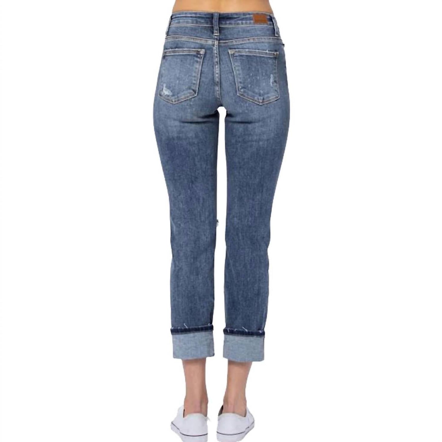 Judy Blue - Mid Rise Cuffed Boyfriend Fit Jeans