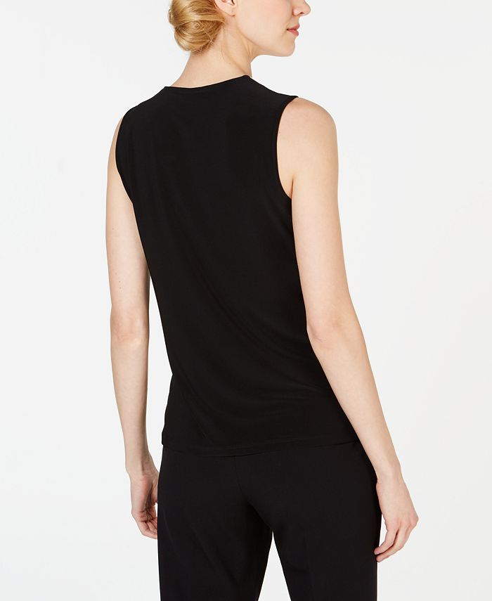 Anne Klein Women's Stripe Outline Sleeveless Top Black Size Medium