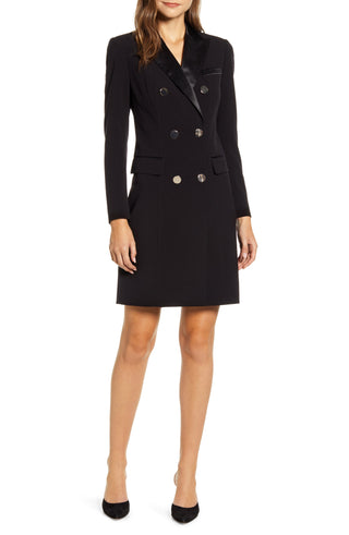 Anne Klein Women's Black Long Sleeve Tuxedo Sheath Dress Size 4