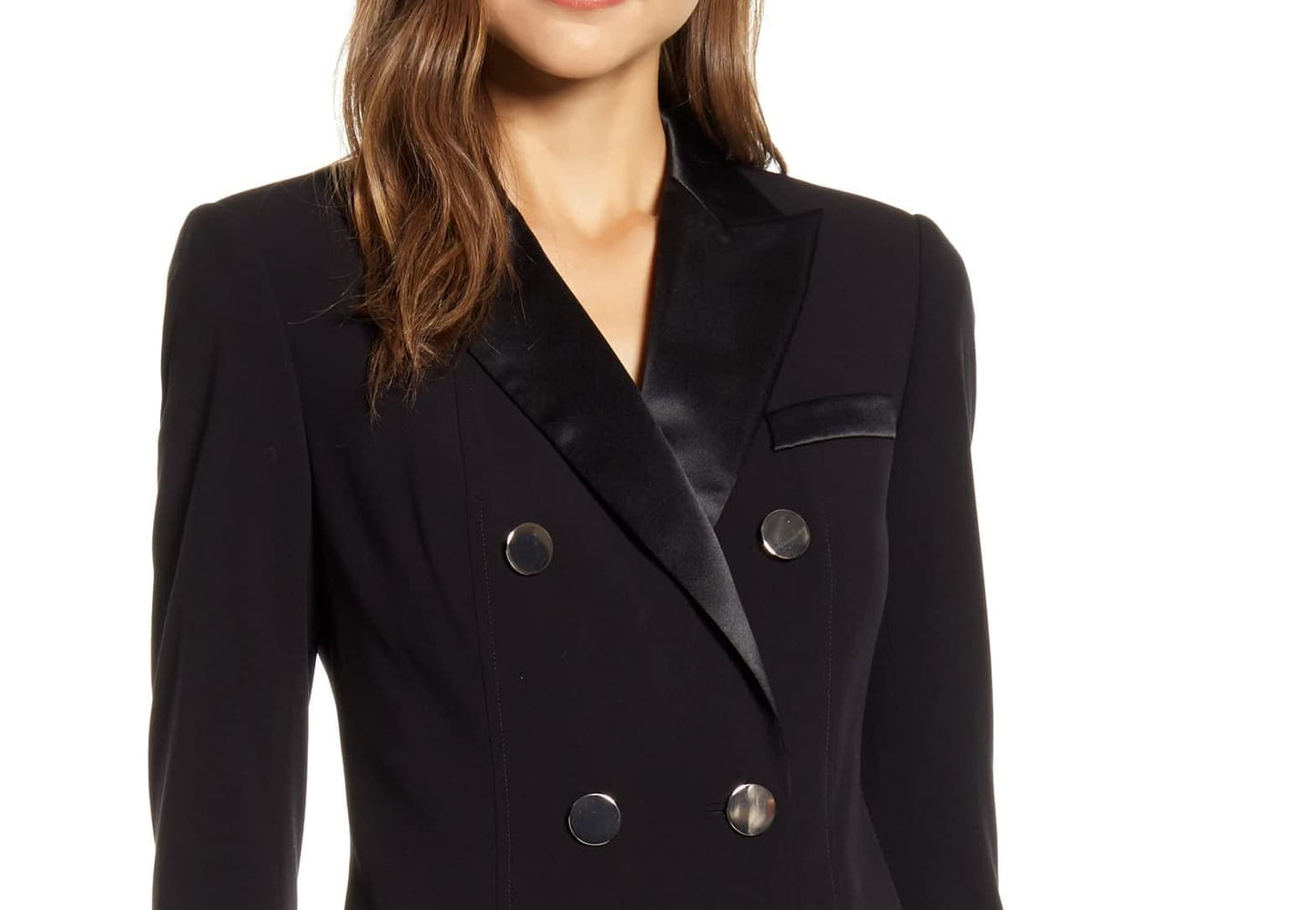 Anne Klein Women's Black Long Sleeve Tuxedo Sheath Dress Size 4