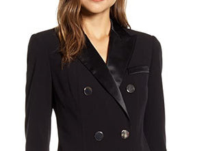 Anne Klein Women's Black Long Sleeve Tuxedo Sheath Dress Size 4