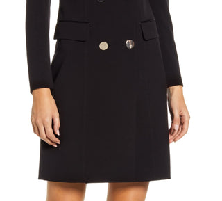 Anne Klein Women's Black Long Sleeve Tuxedo Sheath Dress Size 4