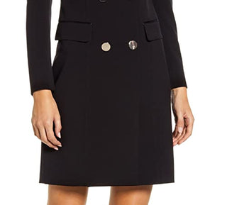 Anne Klein Women's Black Long Sleeve Tuxedo Sheath Dress Size 4