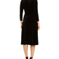 ANNE KLEIN Women's Black 3/4 Sleeve Collared Midi Shirt Dress Size 0