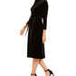 ANNE KLEIN Women's Black 3/4 Sleeve Collared Midi Shirt Dress Size 0
