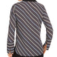 Anne Klein Women's Striped Long Sleeve Collared Top Gray Size X-Small