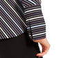 Anne Klein Women's Striped Long Sleeve Collared Top Gray Size X-Small