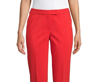 Anne Klein Women's Cotton Blend Double Weave Pant Red Size 14