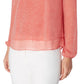 Anne Klein Women's Dot Print Double Layer Blouse Red Size X-Large