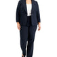 Le Suit Women's Pinstriped Ruched Sleeve Pantsuit Black Size Petite Small