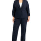 Le Suit Women's Pinstriped Ruched Sleeve Pantsuit Black Size Petite Small