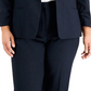 Le Suit Women's Pinstriped Ruched Sleeve Pantsuit Black Size Petite Small