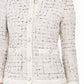 Anne Klein Women's Tweed Five Button Blazer Jacket White Size 12