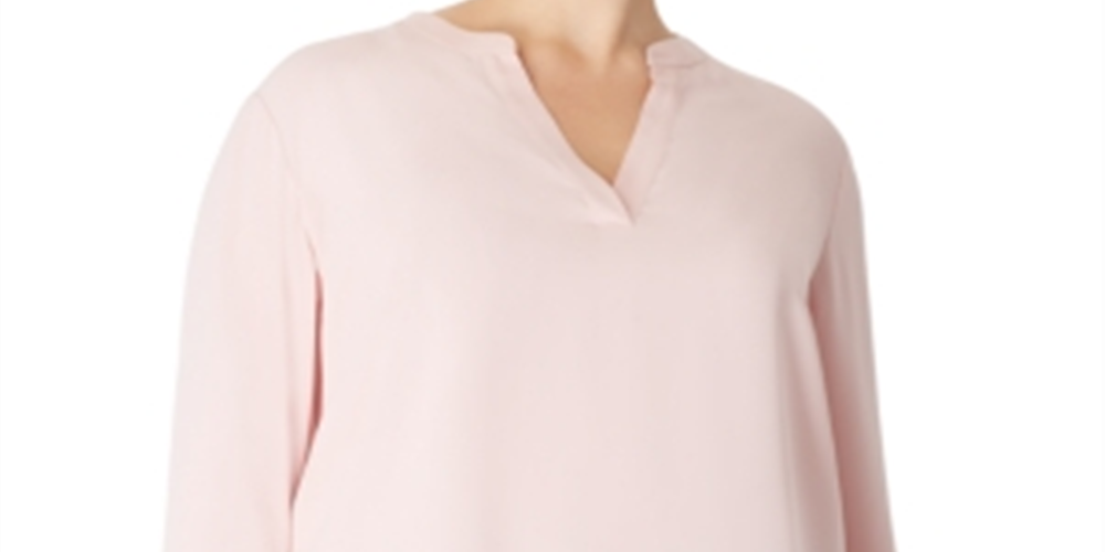 Anne Klein Women's Split Neck Blouse Pink Size 0X