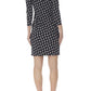 Anne Klein Women's Geo Print Collar Wrap Front Dress Black Size Large