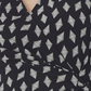 Anne Klein Women's Geo Print Collar Wrap Front Dress Black Size Large