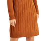 Bar III Women's Ruffled Cable Knit Front Long Sleeve Crew Neck Above The Knee Sweater Dress Brown Size X-Large