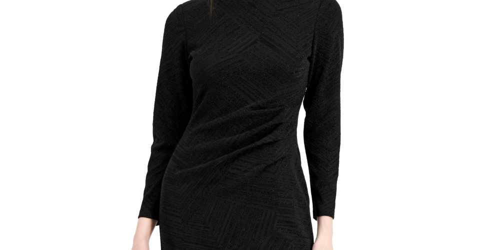 Anne Klein Women's Metallic Bodycon Dress Black Size 14