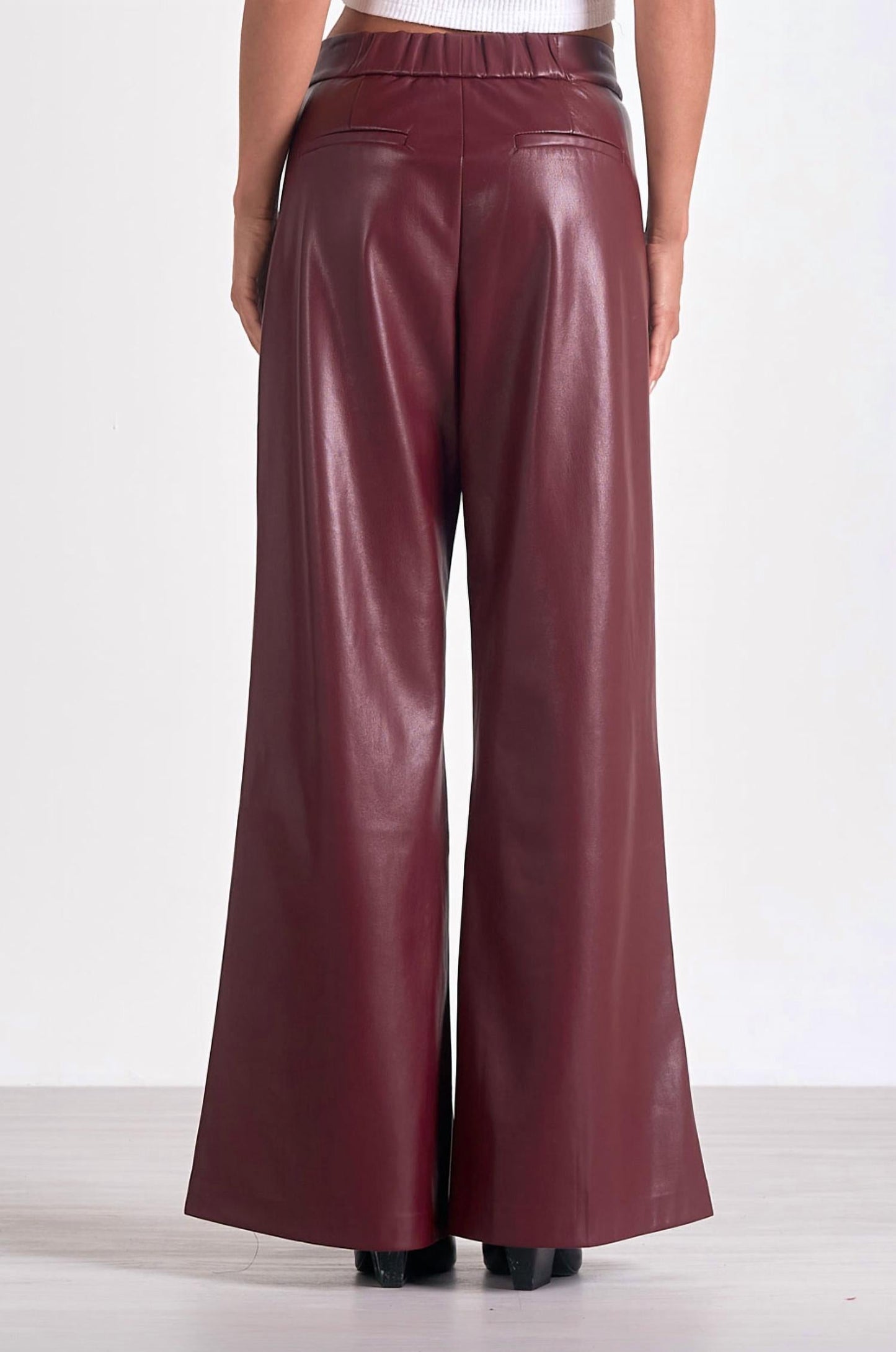 Elan - Faux Leather Wide Leg Pant