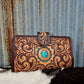American Darling - Women's Tooled Leather Wallet With Turquoise Detail