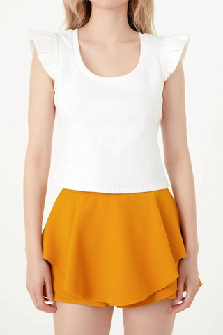 2.7 August Apparel - U-neckline Ribbed Knit Top