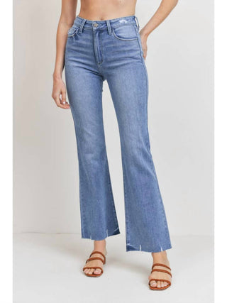 Just Black Denim - High Rise Flare Long With Distressed Hem Jeans