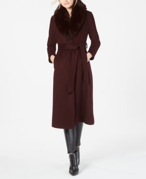 Forecaster Women's Belted Maxi Wrap Coat Size 18 Color Wine