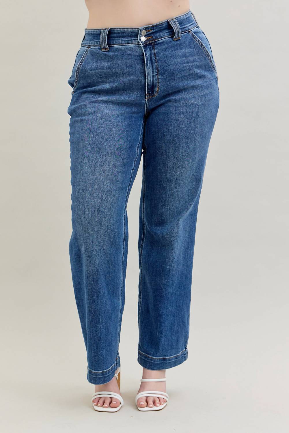 Judy Blue - Women's Wide Leg Double Button Jeans