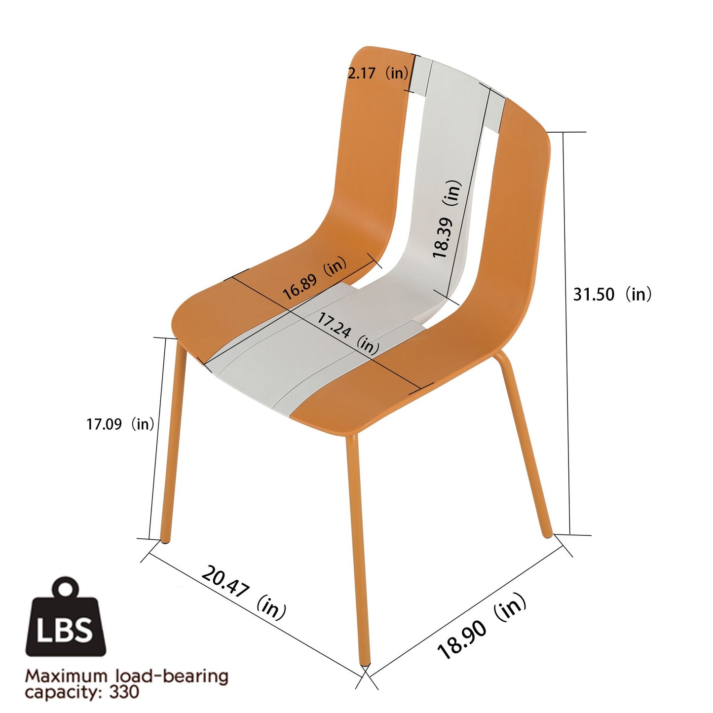4 Piece Set of Modern Striped Color-Blocking Single Chairs with Long Table
