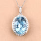 9.59 Carat Genuine Aquamarine and White Diamond 14K White Gold Pendant