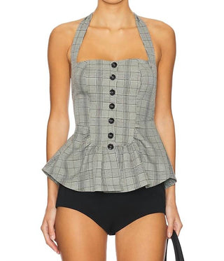 Free People - Anastasia Plaid Halter Top