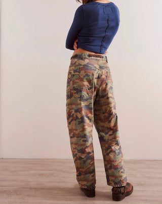 Free People - Moxie Printed Low-slung Barrel Jeans