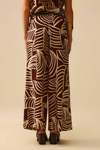 Q2 - Palm Print Drawstring Wide-leg Pant