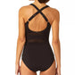 Anne Cole - High-neck Mesh-insert One-piece Swimsuit