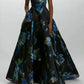 Amsale - Strapless Metallic Jacquard Ball Gown