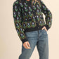 &Merci - Floral Knit Collared Sweater Cardigan