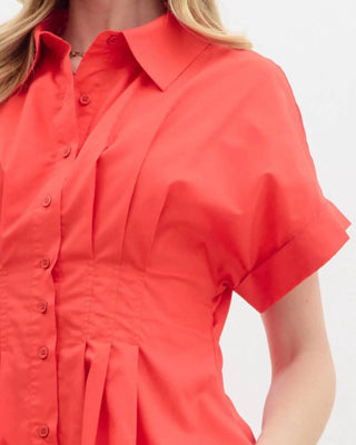 Entro - Button Front Pleated Dress