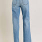Hidden - Medium Wash Curved Seam Stretch Dad Jean